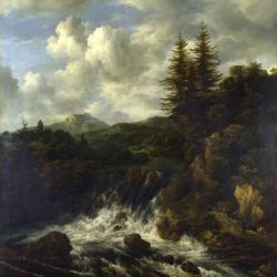 A Landscape with a Waterfall and a Castle on a Hill